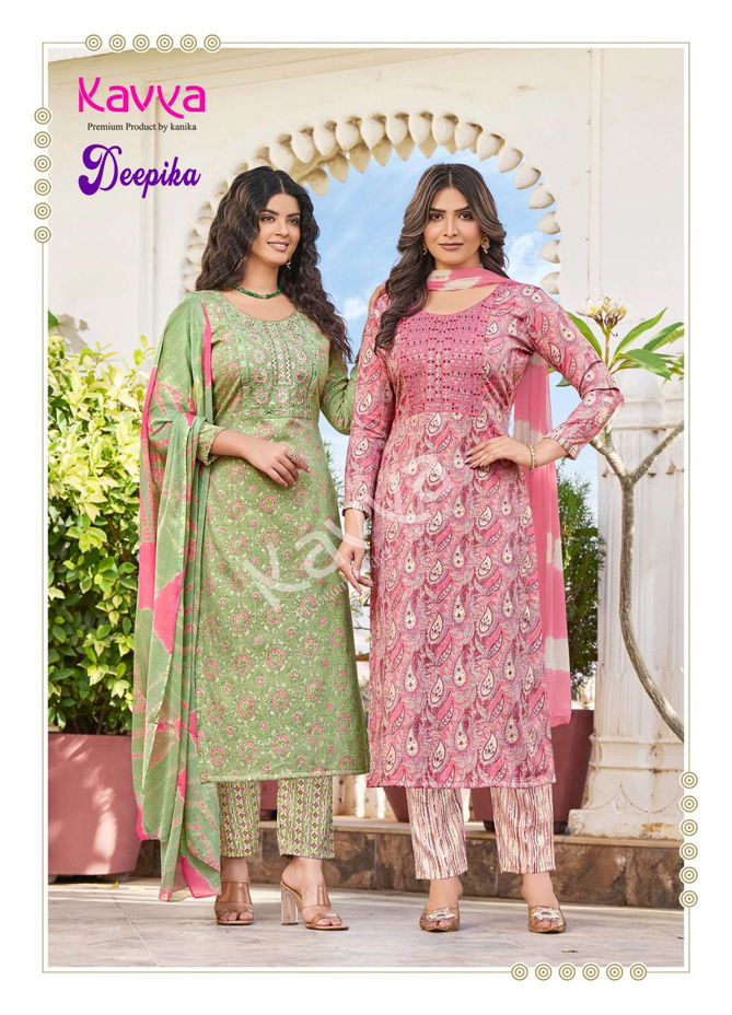 Deepika Vol 14 By Kavya Printed Embroidery Kurti With Bottom Dupatta Wholesale Market In Surat With Price
